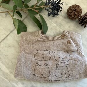 H&M Taupe Woodland Animal Knit Sweater